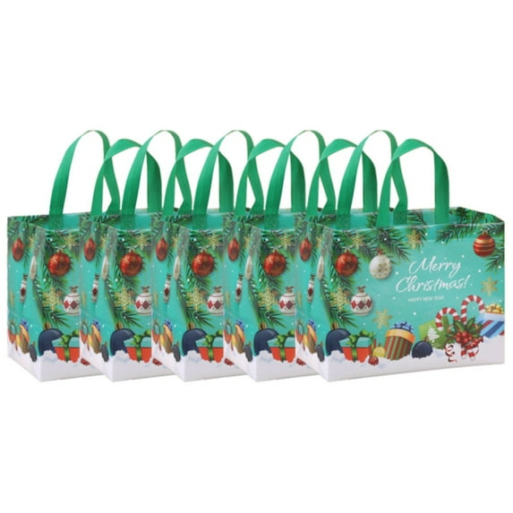 AUDeals 5pcs Extra Large Christmas Tote Bags, 30x35 Inch Big Non-Woven Reusable Gift Bags with Handles for Xmas Gift Wrapping, Shopping, Party Decor, Santa Snowman Print