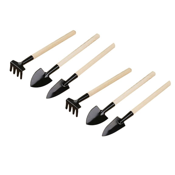 AUDeals 6-Piece Mini Gardening Tool Kit with Wooden Handles, Portable Transplanting Set for Seedlings, Flower Beds, and Vegetable Garden Cultivation, Durable Tools