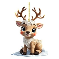 AUDeals Acrylic Reindeer Ornaments for Christmas Tree, Farmhouse Holiday Decorations, Rustic Country Hanging Reindeer Decor for Xmas Home