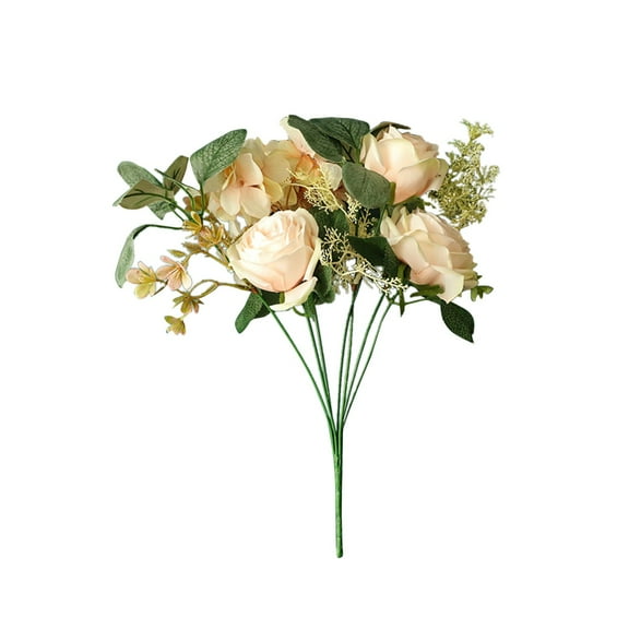 AUDeals Artificial Rose Flower Peony Flower Leaves Bridal Bouquet Wedding Home Decor Artificial Floral Arrangements Dining Table Centerpieces for Kitchen Bridal Wedding Party Decor