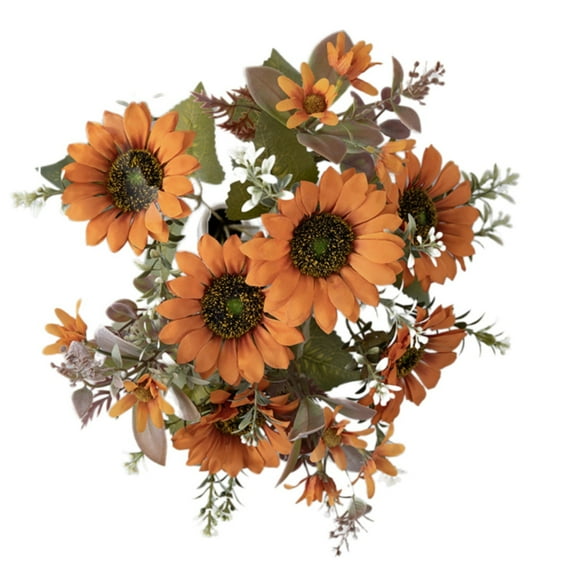 AUDeals Artificial Sunflower Bouquet Real Touch Fake Flowers Artificial Flowers Gardening for Home Decor and Event Centerpieces