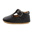 thumbnail image 1 of AUDeals Baby Girl Mary Jane Shoes Soft Leather Closed Toe Flats with Adjustable Buckle Strap Non Slip Rubber Sole (Black, 9-12Months), 1 of 4