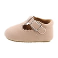 thumbnail image 1 of AUDeals Baby Girl Mary Jane Shoes Soft Leather Closed Toe Flats with Adjustable Buckle Strap Non Slip Rubber Sole (Khaki, 3-6Months), 1 of 5