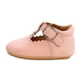 thumbnail image 1 of AUDeals Baby Girl Mary Jane Shoes Soft Leather Closed Toe Flats with Adjustable Buckle Strap Non Slip Rubber Sole (Pink, 3-6Months), 1 of 4