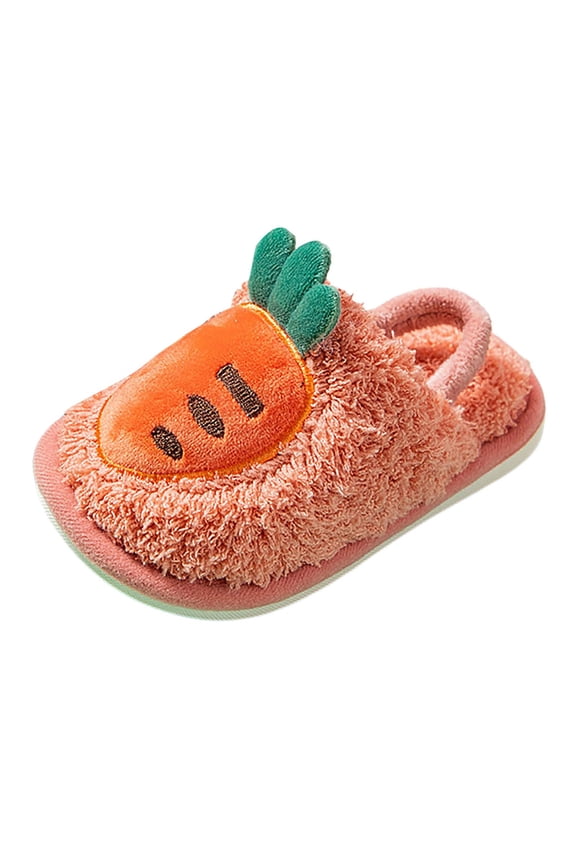 Baby Infant Plush Slippers Closed Toe Memory Foam House Shoes Soft Fuzzy Indoor Footwear for Boys and Girls (Pink, 3-3.5 Years)
