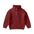 thumbnail image 1 of AUDeals Boys Girls Cable Knit Quarter Zip Sweater Mock Neck Button Pullover Knitted Sweater Toddler Baby Kids Casual Outerwear Tops (Red, 9-10 Years), 1 of 5