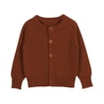 thumbnail image 1 of AUDeals Boys Girls Cardigan, Toddler Kids Crew Neck Button Front Knit Cardigan, Classic Solid Soft Everyday Knitted Sweater Jacket for Boys Girls (Coffee, 12-18 Months), 1 of 6
