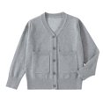 thumbnail image 1 of AUDeals Boys Girls Knit Cardigan V-Neck Long Sleeve Button Sweater Knitted Cotton School Uniform Preppy Fall Ribbed Sweater Jacket Tops (Light Ashy, 11-12 Years), 1 of 7