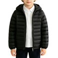 thumbnail image 1 of AUDeals Boys Girls Packable Puffer Jacket, Kids Hooded Lightweight Coat with Storage Bag, Warm Windproof Polyester Outerwear (Black, 11-12 Years), 1 of 6