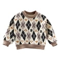 thumbnail image 1 of AUDeals Boys Girls Sweater, Toddler Kids Argyle Pattern Crewneck Sweatshirt, Fleece Lined Warm Casual Thick Knitted Pullover for Boys Girls (White, 5-6 Years), 1 of 6