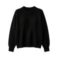 thumbnail image 1 of AUDeals Boys Girls Sweater, Toddler Kids Waffle Knit Crewneck Pullover, Casual Loose Fit Chunky Texture Knitted Sweater for Boys Girls (Black, 11-12 Years), 1 of 4
