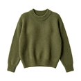thumbnail image 1 of AUDeals Boys Girls Sweater, Toddler Kids Waffle Knit Crewneck Pullover, Casual Loose Fit Chunky Texture Knitted Sweater for Boys Girls (Blackish Green, 17-18 Years), 1 of 4