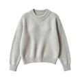 thumbnail image 1 of AUDeals Boys Girls Sweater, Toddler Kids Waffle Knit Crewneck Pullover, Casual Loose Fit Chunky Texture Knitted Sweater for Boys Girls (Grey, 13-14 Years), 1 of 4