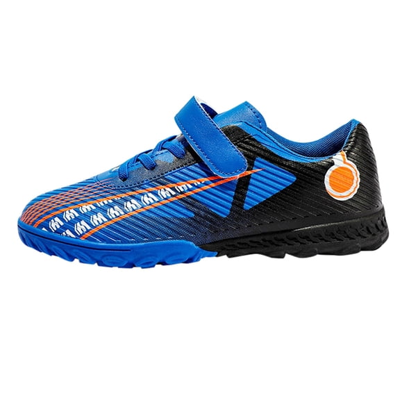 AUDeals Boys Girls Turf Cleats, Lace-Up Firm Ground Sports Shoes, Non-Slip Football and Baseball Training Sneakers (Blue, 10-10.5 Years)