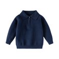 thumbnail image 1 of AUDeals Boys Sweater, Toddler Boys Polo Collar Half Zip Knit Pullover, Classic Solid Sweater for Kids Boys, Soft Formal Knitwear (A, 9-10 Years), 1 of 7