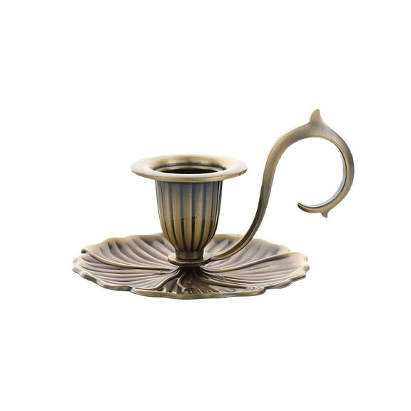 AUDeals Candle Holder Candlestick Bronze with Handle, European Style Taper Candle Stand, Handheld Chamberstick Holder for Wedding, Home, and Dining Table Centerpiece