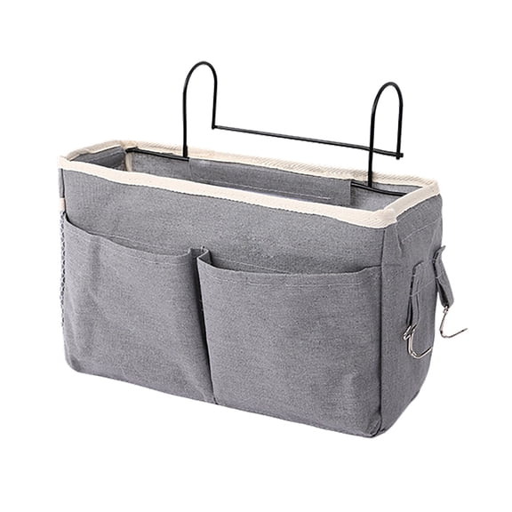 AUDeals Canvas Bedside Caddy with 4 Pockets, Hanging Storage Organizer, Portable Pouch for Bunk Bed, College Dorm Bed, Neat Sorting for Daily Sundry Storage