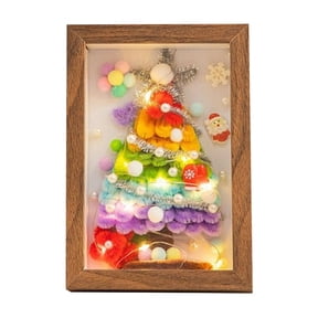 AUDeals Charming LED Lit Christmas Tree Photo Frame Ornament Versatile Holiday Home Decor Centerpiece Perfect for Tabletop Wall Hanging or Seasonal Display (Batteries Not Included)