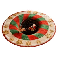 AUDeals Christmas 3D Rug Circular Carpets Mat with Various Designs Bring Visual Depth and Three Dimensional Feel Actually Two Dimensional