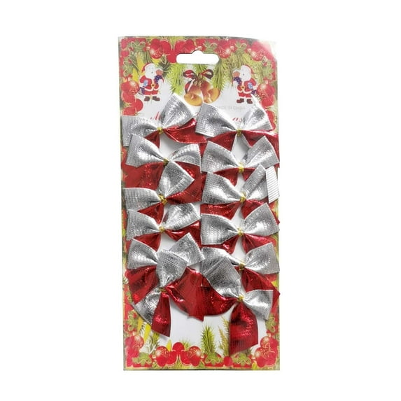 AUDeals Christmas Bows, Red and White Glitter Snowflake Tree Decorations, Wreath Bow for Xmas Tree Ornaments, Winter Holiday Party Gift Decoration