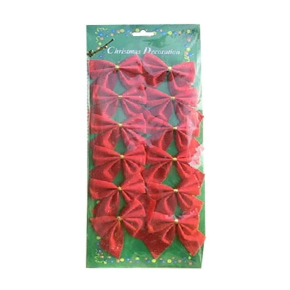 AUDeals Christmas Bows, Red and White Glitter Snowflake Tree Decorations, Wreath Bow for Xmas Tree Ornaments, Winter Holiday Party Gift Decoration