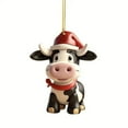 thumbnail image 1 of AUDeals ‌Christmas Cow Car Ornament Cute Dairy Cow Rearview Mirror Charm for Car Interior Decorations Acrylic Hanging Pendant Festive Holiday Gift Idea‌, 1 of 6