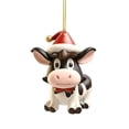 thumbnail image 1 of AUDeals ‌Christmas Cow Car Ornament Cute Dairy Cow Rearview Mirror Charm for Car Interior Decorations Acrylic Hanging Pendant Festive Holiday Gift Idea‌, 1 of 6