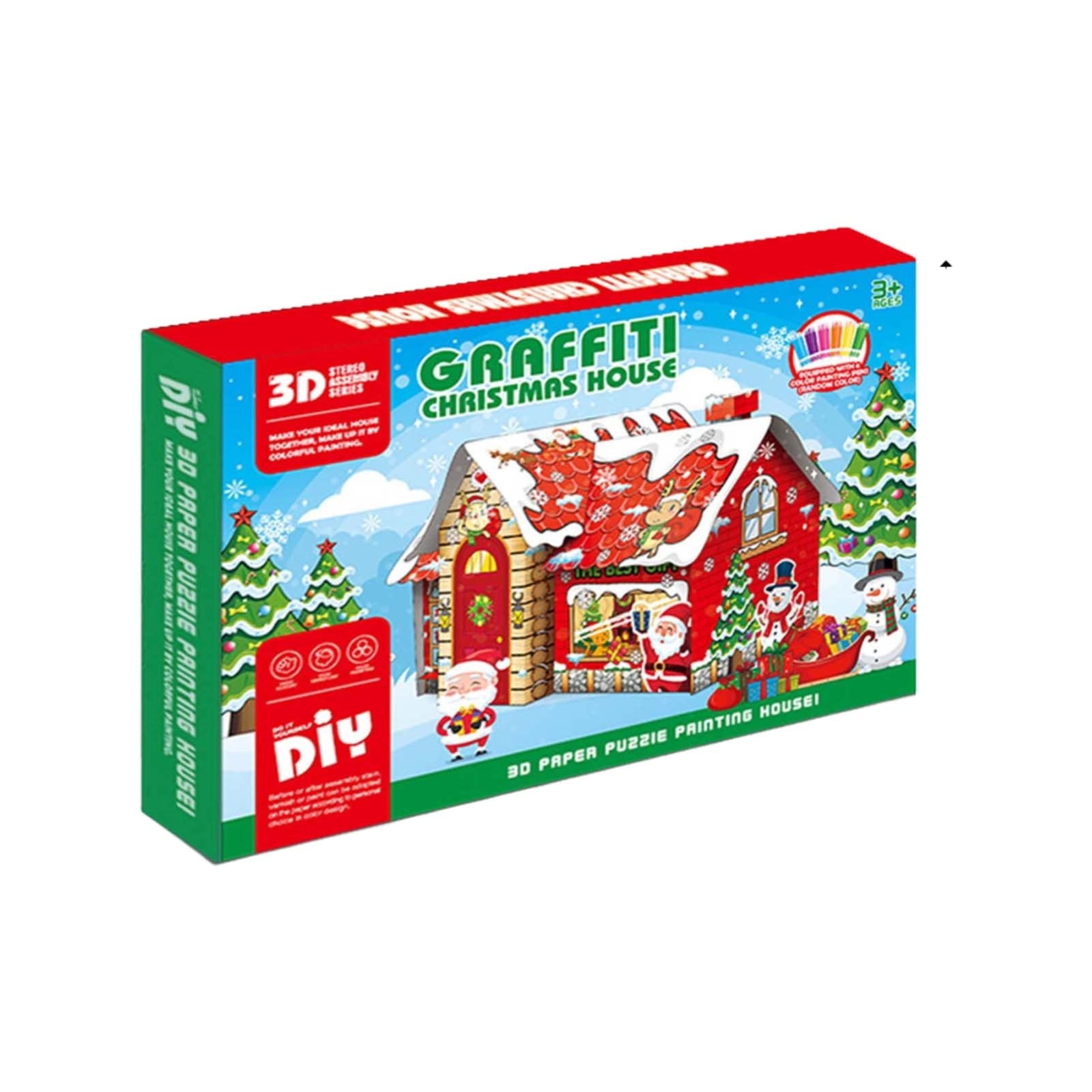 AUDeals Christmas Playhouse Cardboard Coloring House Build & Color ...