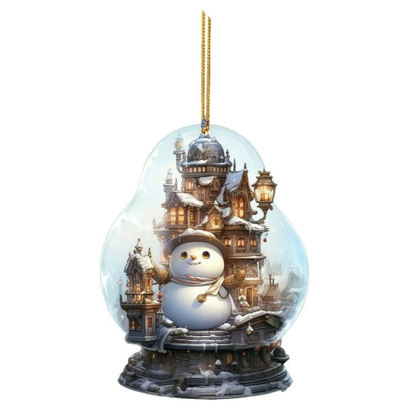AUDeals Christmas Snow Globe Ornament Unique Snowman in Glass Ball Hanging Decoration for Xmas Tree, Home, Festival Ideal Christmas Gift
