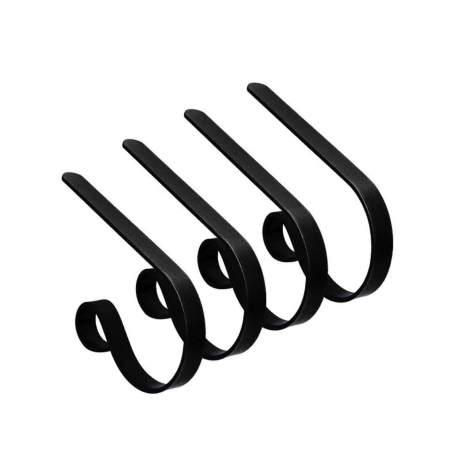 Matte Black Metal MantleClip Stocking Holders, Set of 4