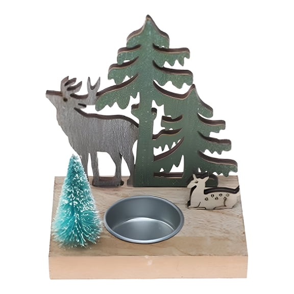 AUDeals ‌Christmas Tea Lights Holder Wooden Candle Holder Ornaments Desk Table Centerpiece for Gatherings Holiday Decor Xmas Candle Display Rustic Decor‌
