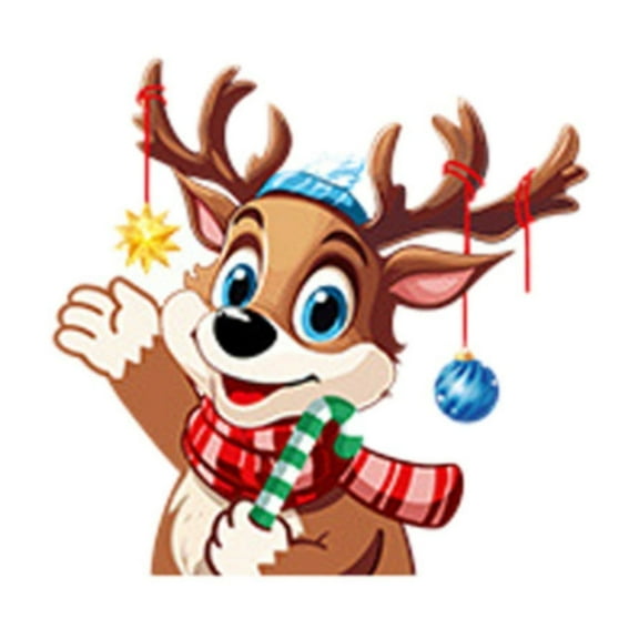 AUDeals Christmas Window Clings Stickers, Static Decals for Glass Windows and Walls, Holiday Decorations of Santa Snowman, Removable and Reusable