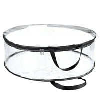 AUDeals Christmas Wreath Storage Bag, Transparent Artificial Wreath Container Box with Sturdy Handle & Zippered Closure for Holiday Decor Protection