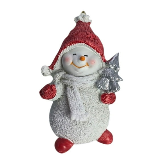 AUDeals Classic Resin Snowman Figurine Set Winter Christmas Tabletop Decor for Home, Shelf, Mantel Xmas Ornament, Holiday Snowman Decorations, Miniature Festive Gift & Party Centerpiece