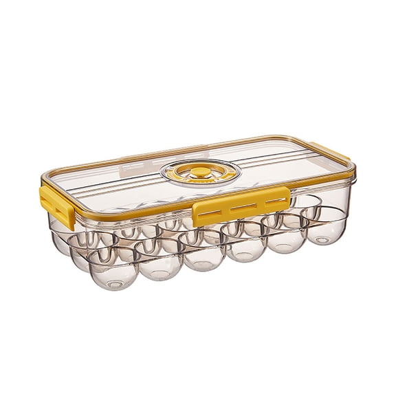 AUDeals Clear Egg Holder Tray with Secure Lid and Buckle, Stackable Plastic Refrigerator Organizer Bins, Container Holds 18 Eggs for Kitchen Pantry Storage