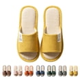 thumbnail image 1 of AUDeals Cotton Linen Slippers, Striped House Shoes with Anti Slip Comfort for Indoor Daily Wear (Yellow, 6-6.5), 1 of 6