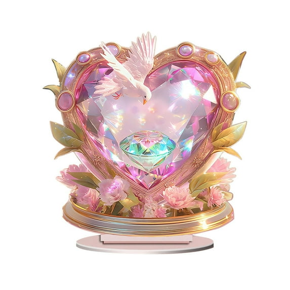 AUDeals Creative Heart 2D Flat Acrylic Ornament A Choice for Living Room & Desk Valentines Heart Decorations Heart Shaped Baubles ging Ornaments Decorations for Valentine