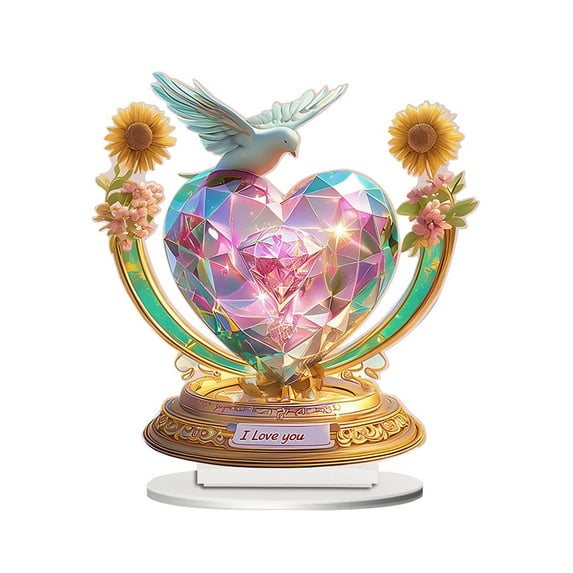 AUDeals Creative Heart 2D Flat Acrylic Ornament A Choice for Living Room & Desk Valentines Heart Decorations Heart Shaped Baubles ging Ornaments Decorations for Valentine