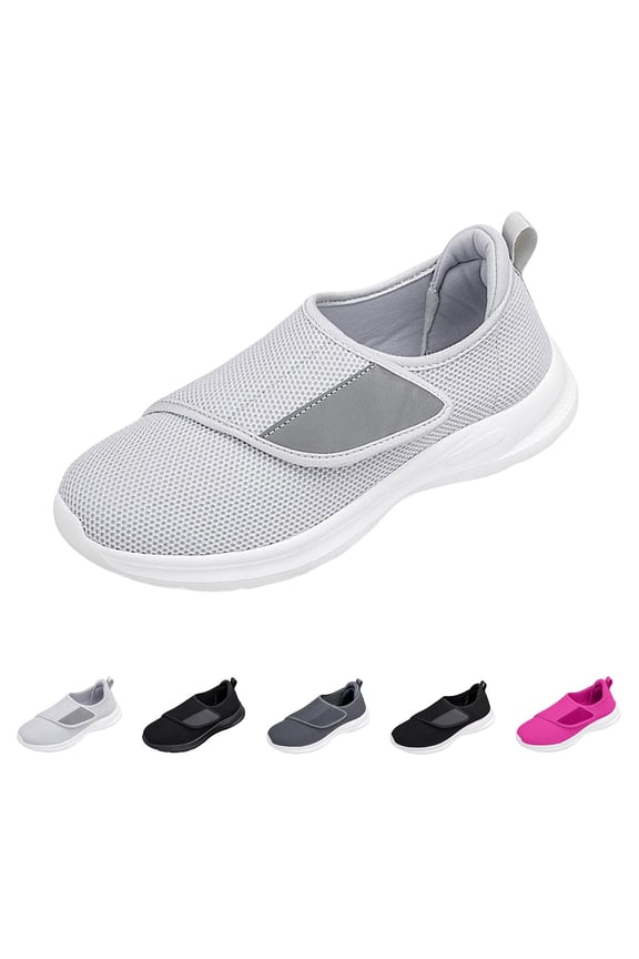 Diabetic Shoes for Men and Women, Extra Wide Slip On Sneakers with Adjustable Closure for Swollen Feet (Light Ashy, 10.5)