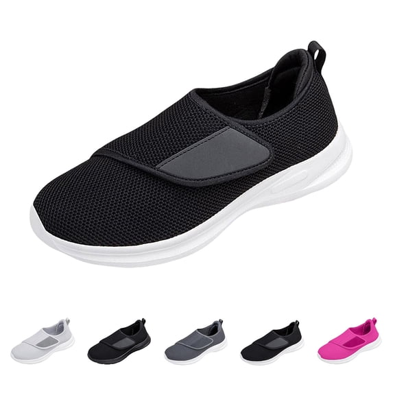 AUDeals Diabetic Shoes for Men and Women, Extra Wide Slip On Sneakers with Adjustable Closure for Swollen Feet (White, 9)