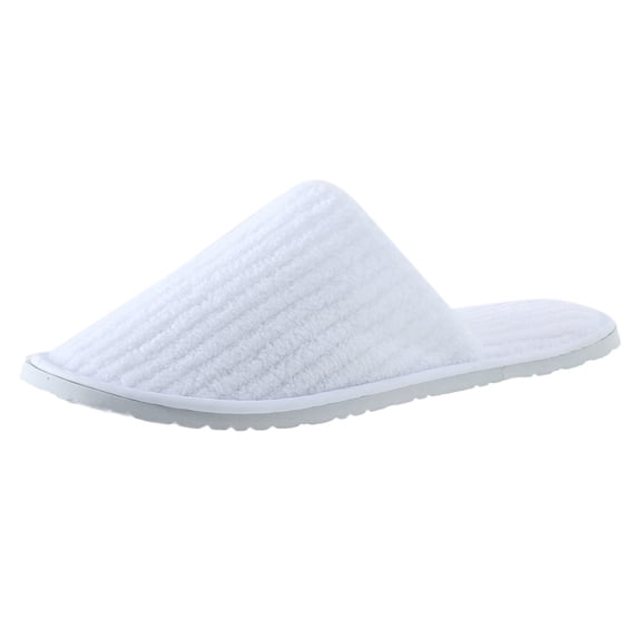 AUDeals Disposable Slippers - Soft Non Slip Guest Slippers for Hotel, Spa, Home Stay, and Travel Use with Lightweight Coral Velvet Comfort (White, 8.5)