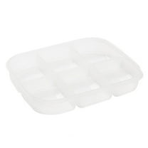 AUDeals Divided Veggie Tray with Lid All-in-One Square Storage & Serving Platter with 5/6 Compartments | Relish & Snack Container