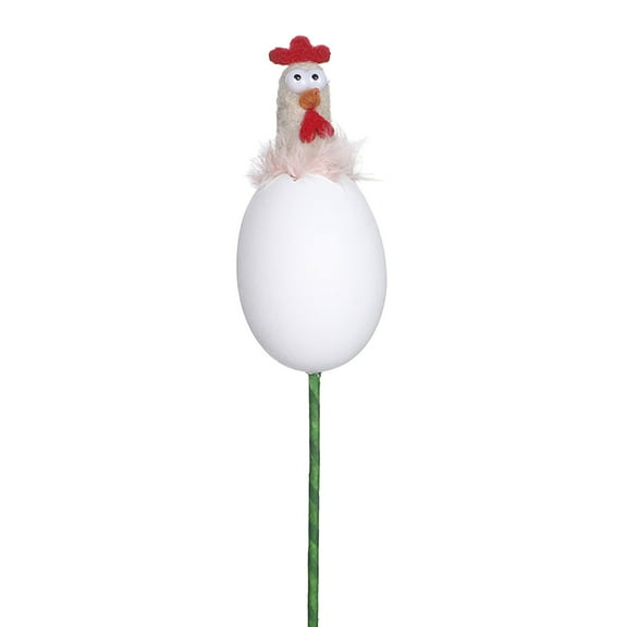 AUDeals Easter Chick Decoration, Plush Yellow Chick Figurine with Eggshell Pick, Cute Fluffy Rooster Ornament for DIY Craft, Farm Chicken Theme Party Supplies, Spring Home Decor