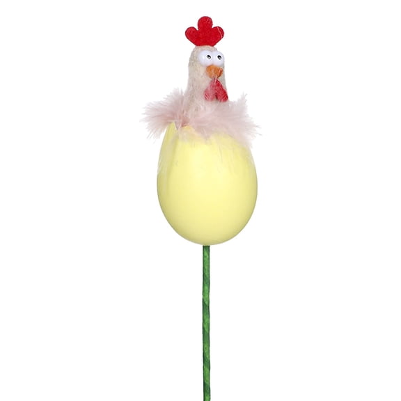 AUDeals Easter Chick Decoration, Plush Yellow Chick Figurine with Eggshell Pick, Cute Fluffy Rooster Ornament for DIY Craft, Farm Chicken Theme Party Supplies, Spring Home Decor