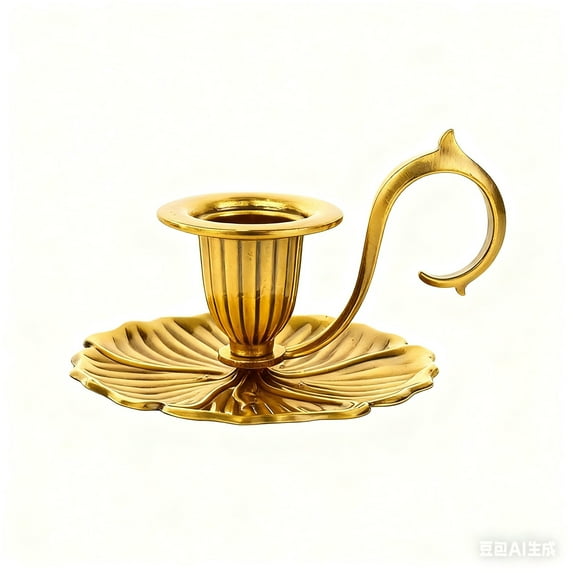 AUDeals European Style Bronze Candlestick Holder Elegant Taper Candle Holder with Handle, Vintage Chamberstick for Weddings, Dining & Home Decor (Antique Finish)