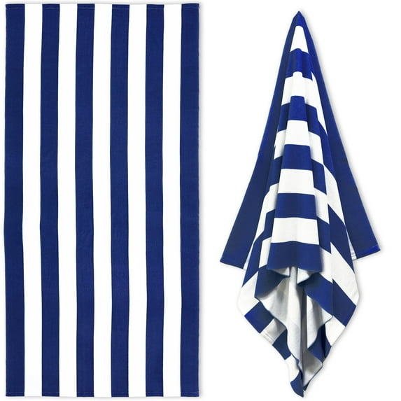AUDeals 40" Cotton Beach Towel, Plush Thick Striped Pool Towel for Adults Men & Women, Quick Drying Large Swimming Towel for Travel & Gym