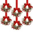 thumbnail image 1 of AUDeals Farmhouse Christmas Wreaths, 6 Inch Kitchen Wreaths with Ribbon, Red Berry Window Wreath Set of 6 for Cabin, Door, and Wall Decorations, 1 of 9