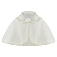 thumbnail image 1 of AUDeals Faux Fur Cape for Girls Hooded Poncho Style Outerwear with Collar for Winter Warmth and Dress Up (White, 4-6 Years ), 1 of 6