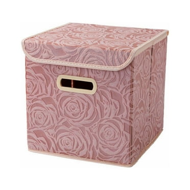 AUDeals Foldable Fabric Storage Box with lids Organizer for Clothes Closet Fabric Decorative Storage Boxes Cubes Organizer Containers Baskets 9.8*9.8*9.8 Inch