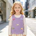 thumbnail image 1 of AUDeals Girls 3D Bow Knit Sweater Vest - Round Neck Sleeveless Pullover for Kids Casual Layering Outfit Everyday Wear, 1 of 7